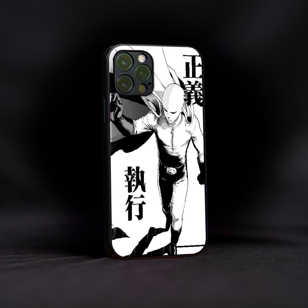 Black White Saitama Glass Case - Luckanime