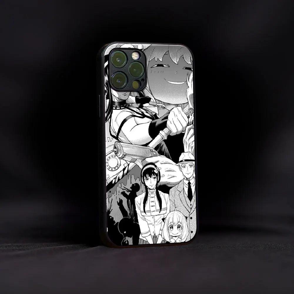Black and White Spy X Family Glass Case - Luckanime