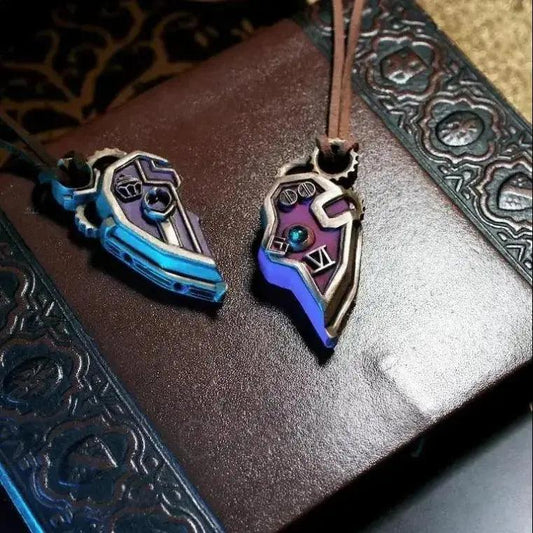 LOL <War of Two Cities 2> Caitlyn and Vi's Heart Magnetic Pendant Necklace - Luckanime