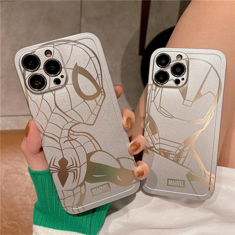 Bronzing Marvel Spider-Man Iron Man Phone Case