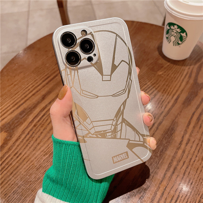 Bronzing Marvel Spider-Man Iron Man Phone Case