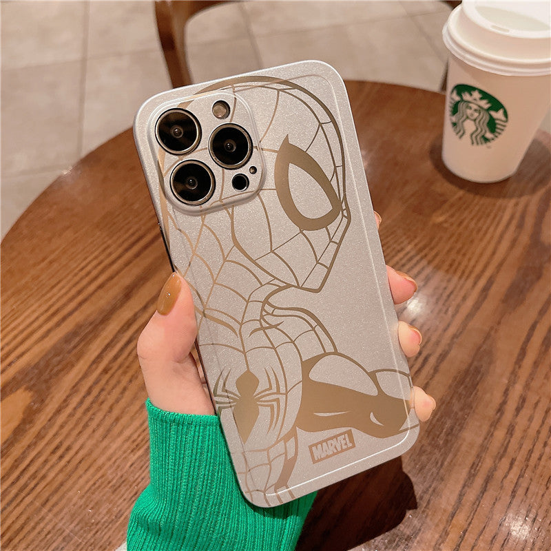 Bronzing Marvel Spider-Man Iron Man Phone Case