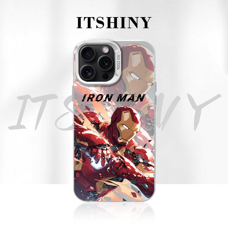 Bronzing Marvel Spider-Man Iron Man Phone Case