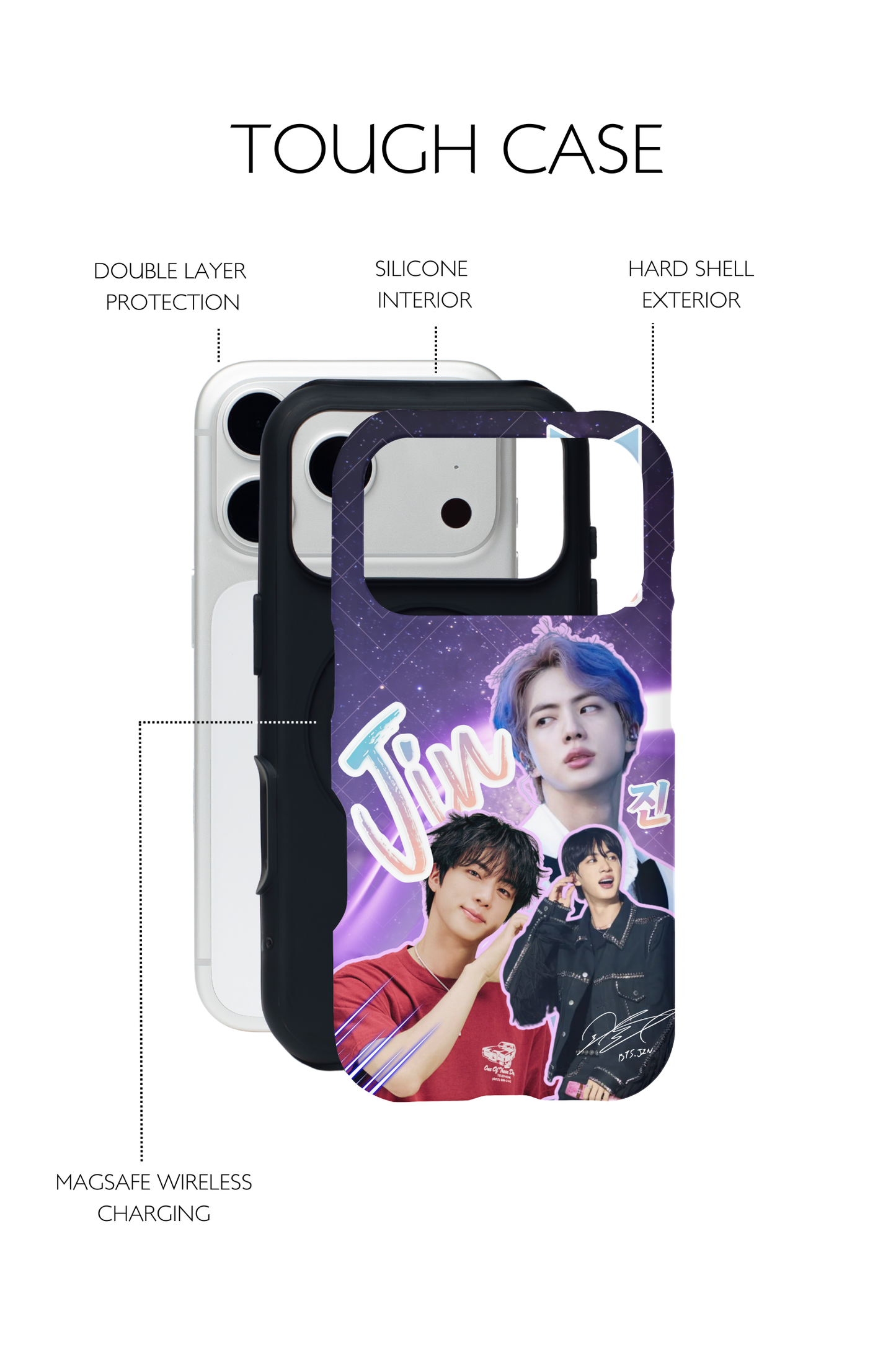 BTS Jin iPhone Case – Purple Galaxy K‑Pop Phone Cover for ARMY