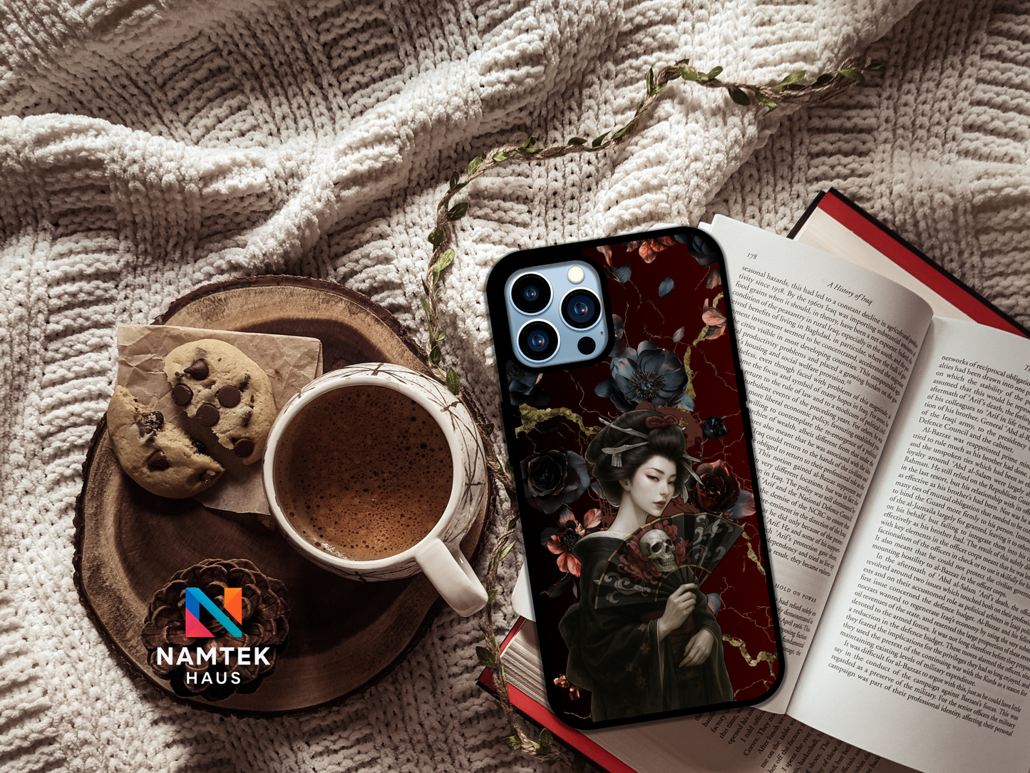 Geisha Veil of Roses & Shadows Phone Case