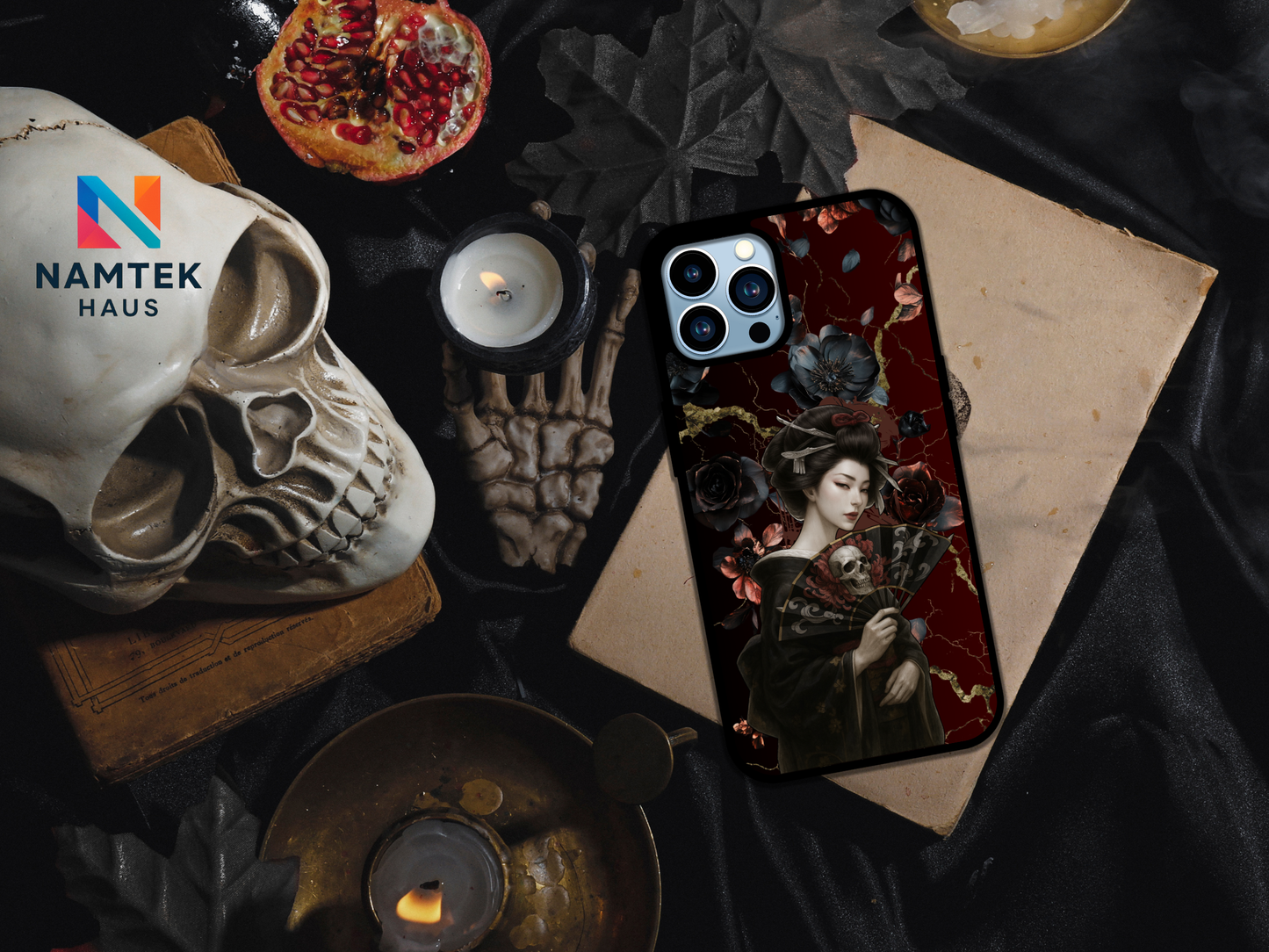 Geisha Veil of Roses & Shadows Phone Case
